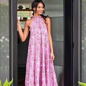 NWT Rhode Resort Pink Floral Julia Tiered Dress L